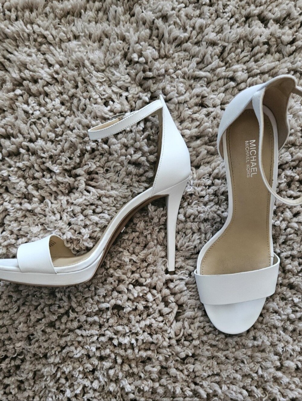 Michael Kors White Open-Toe Ankle-Strap Heels - Picture 4 of 5